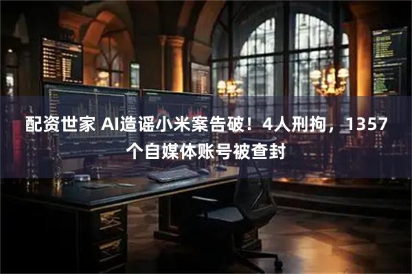 配资世家 AI造谣小米案告破！4人刑拘，1357个自媒体账号被查封