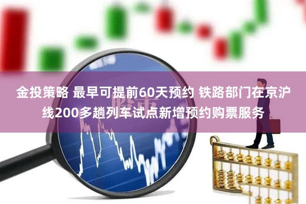 金投策略 最早可提前60天预约 铁路部门在京沪线200多趟列车试点新增预约购票服务